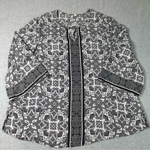 Cato Tops - Cato Black and White Paisley Tunic